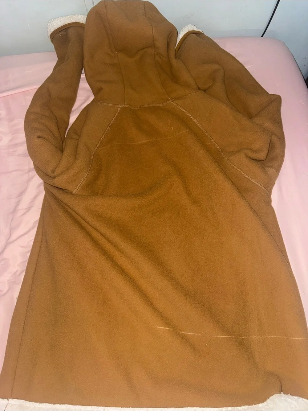 Women's Tan Sherpa-Lined Hoodie Jacket - Lightweight Zip Shirt Jacket